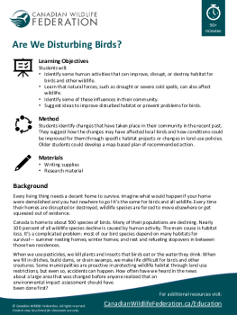 Are We Disturbing Birds?