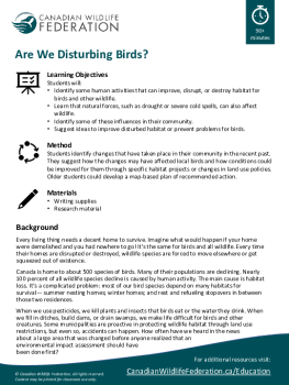 Are We Disturbing Birds?