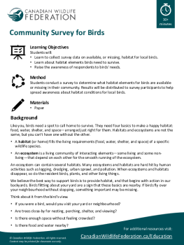 Community Survey for Birds