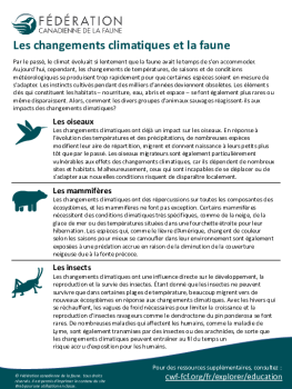 Les changements climatiques et la faune