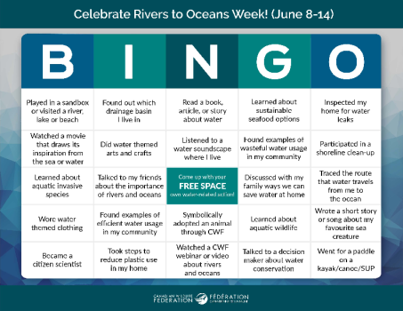 Rivers to Oceans Bingo Sheet